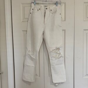 Agolde White Distressed Women's Straight Leg Jeans
